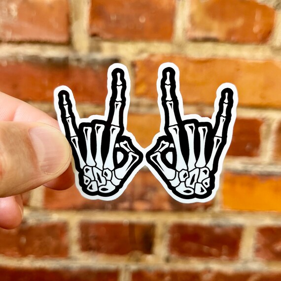 Aufkleber Skelett Hände Rock N Roll Zeichen Teufelshörner Corna Wasserflasche Laptop Sticker Scrapbook Bullet Journal Geschenk