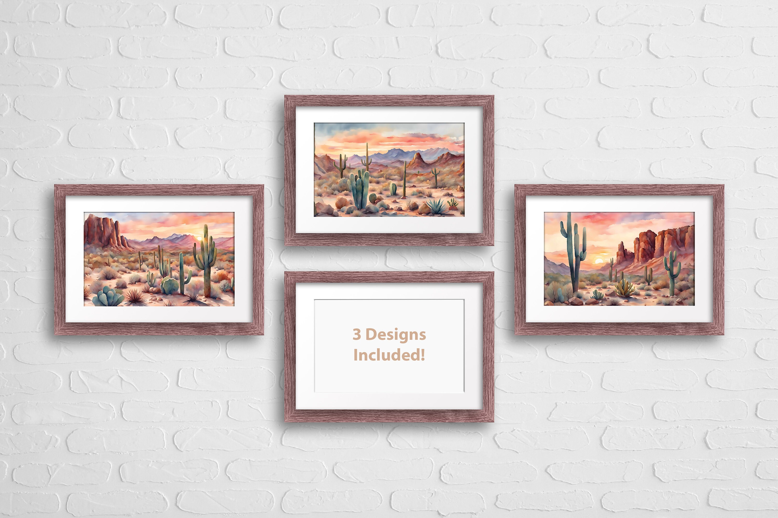 Watercolor Landscape Desert Set of 3 Printable Wall Art Southwestern ...