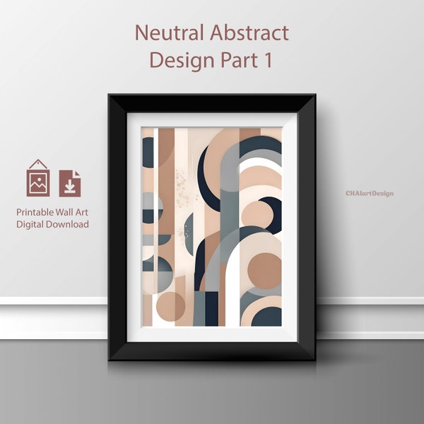 Cool Abstract Design Printable Wall Art \ Neutral Colors \ Unique Modern Fun AI Generated \ Wall Home Studio Office Decor \ Digital Download