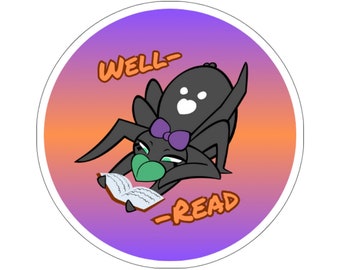 Well-Read Spider Sticker, Book Spider Sticker, Jumping Spider Sticker, Spider Sticker, Cute Bug Sticker, Sassy Bug Sticker, Bug Sticker