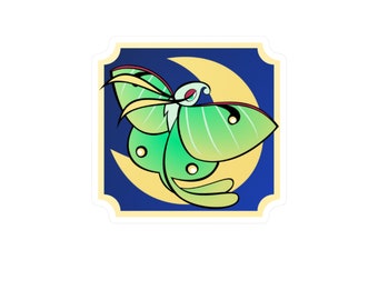 Moon Moth Waterproof Vinyl Decal Sticker, Luna Moth Sticker, Moth Sticker, Cute Bug Sticker, Sassy Bug Sticker, Bug Sticker