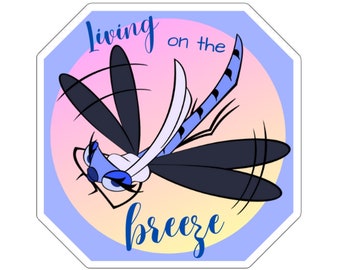 Breezy Living Damselfly Sticker, Dragonfly Sticker, Cute Bug Sticker, Sassy Bug Sticker, Bug Sticker