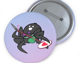 Cross-Stitch Spider Round Button Pin, Spider Pin, Cute Bug Pin, Sassy Bug Pin, Pinback Button