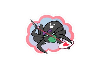 Cross-stitch Spider Waterproof Vinyl Decal Sticker, Jumping Spider Sticker, Spider Sticker, Cute Bug Sticker, Sassy Bug Sticker, Bug Sticker