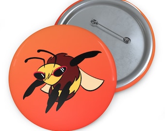 Sunglasses Bumblebee Round Button Pin, Bumblebee Pin, Bee Pin, Cute Bug Pin, Sassy Bug Pin, Pinback Button