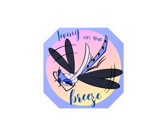 Breezy Living Damselfly Waterproof Vinyl Decal Sticker, Dragonfly Sticker, Cute Bug Sticker, Sassy Bug Sticker, Bug Sticker