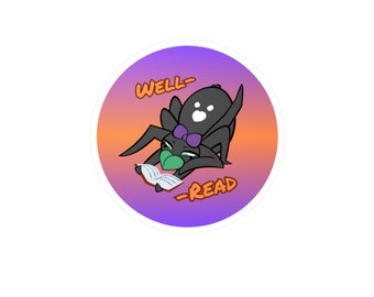 Well-Read Spider Waterproof Vinyl Decal Sticker, Jumping Spider Sticker, Spider Sticker, Cute Bug Sticker, Sassy Bug Sticker, Bug Sticker