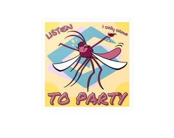 Party Mosquito Waterproof Vinyl Decal Sticker, Mosquito Sticker, Cute Bug Sticker, Sassy Bug Sticker, Wine Mom Sticker