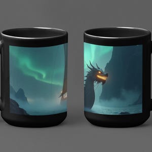 15oz Black Viking Ship Mug