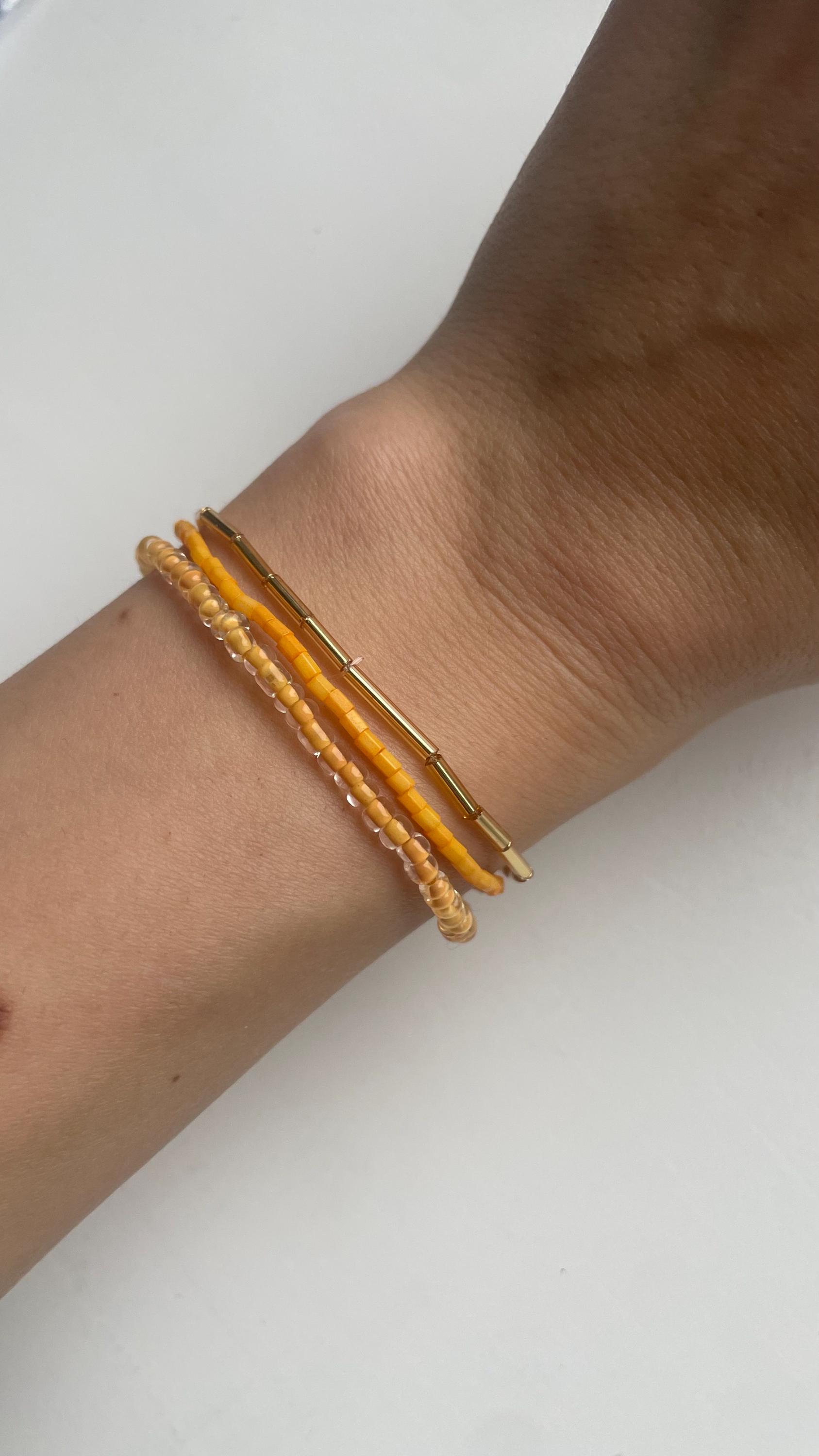 PEARL BRACELET SET - "YELLOW GOLD"