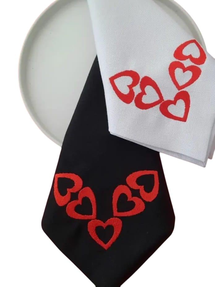 Heart Embroidered Linen Napkin: Valentine's Day Tablesetting