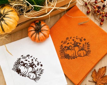 Embroidered Cotton Thanksgiving Napkin: Autumn Table Decor