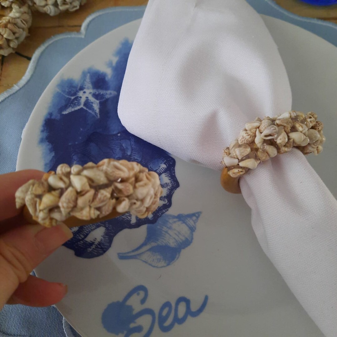 Handmade Seashell Napkin Rings: Coastal Table Decor - Etsy