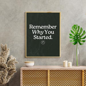 Erinnerung, warum du angefangen hast, inspirierende Zitate Wandkunst, digitaler Download, Home Decor, Motivationskunst, Bürodekoration, Instant Download