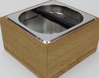 Cafetera espresso de roble blanco: acero inoxidable, base antideslizante