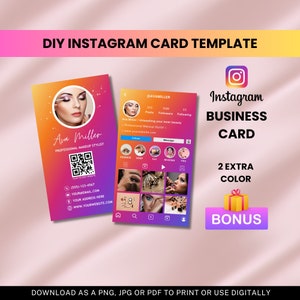 Instagram Anpassbare Visitenkarte Vorlage | Make Up Künstler Digitale Karten | Einzigartige & Moderne Netzwerkkarte | Instagram Karte Bearbeitbar