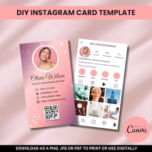 Modello biglietto da visita Instagram, biglietto da visita IG, biglietto da visita Instagram, biglietto da visita con codice QR, bellezza delle unghie, ciglia, biglietto da visita dell'artista
