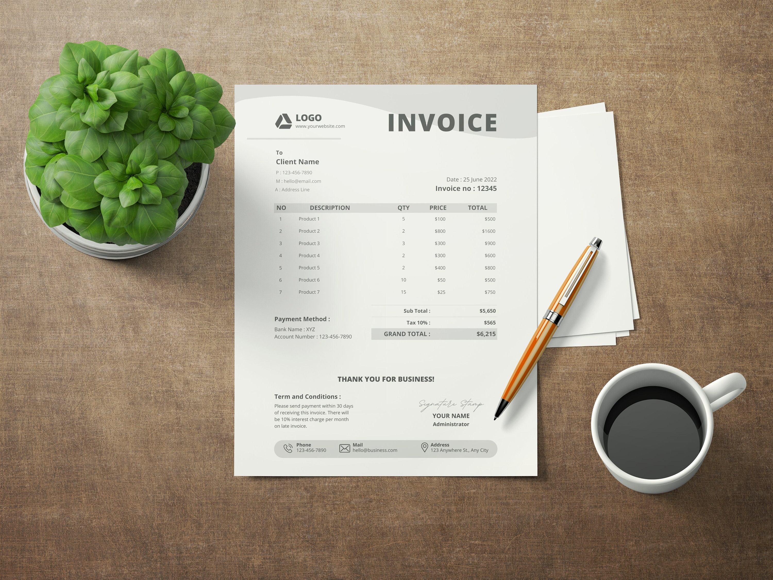 Invoice Template Editable Canva Business Invoice Template Small Invoice Template Editable Canva Business Invoice Template Small