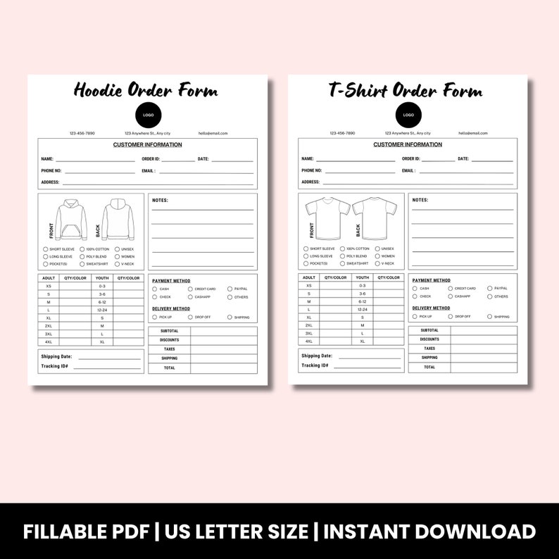 Editable Order Forms Bundle Tshirt Tumbler Cake Invoice - Etsy