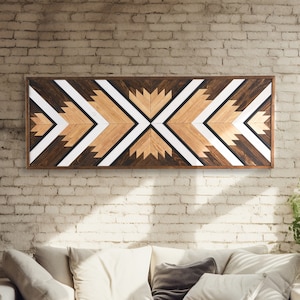 Large Geometric Handmade Wood Wall Art, Extra Large Aztec  Wood Wall Hanging, Rustic Wooden Wall Art,  Nature Wall Art, Housewarming Gift