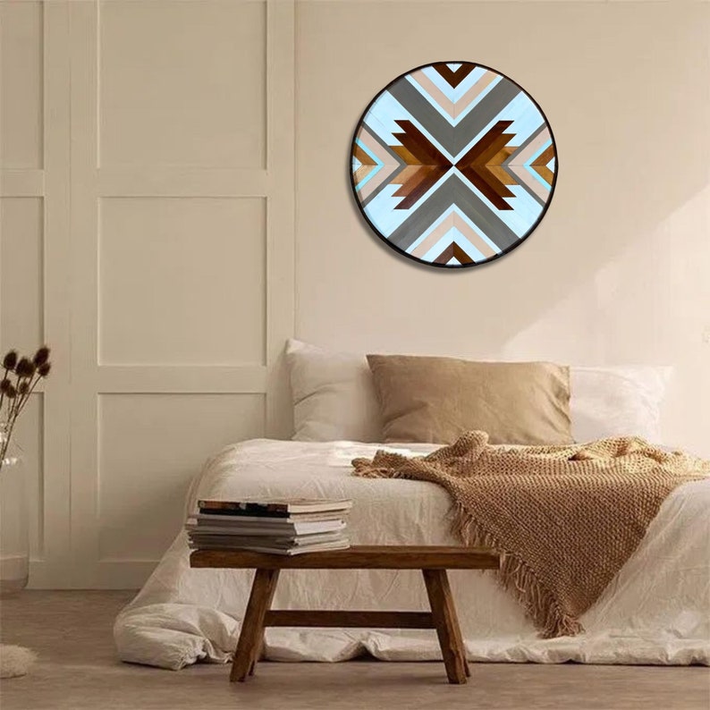 AZTEC Wood Wall Art, Round Shape, Aztec Wood, Boho Wood Art, Wood ...