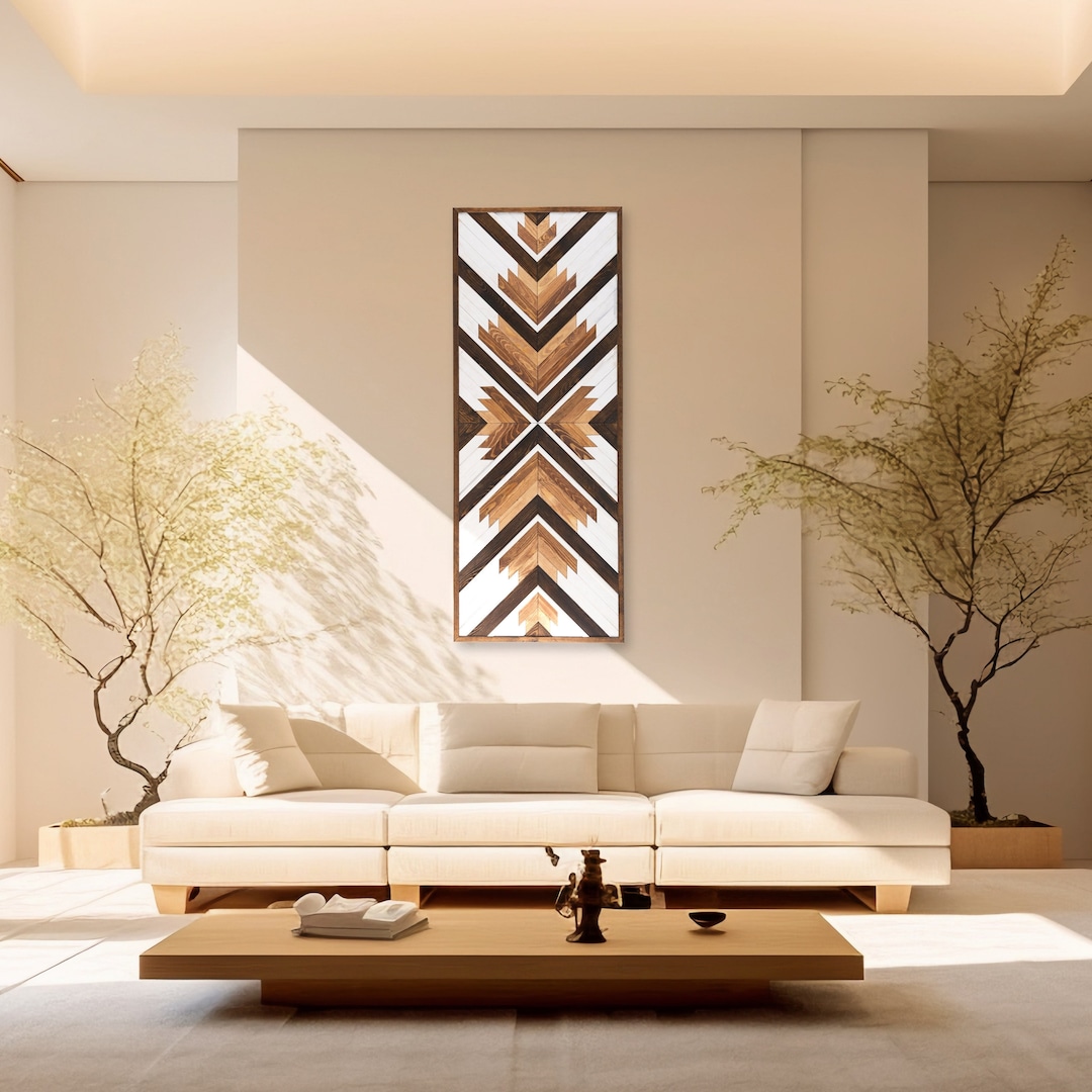 Geometric Handmade Wood Wall Art,extra Large Wood Wall Art, Aztec