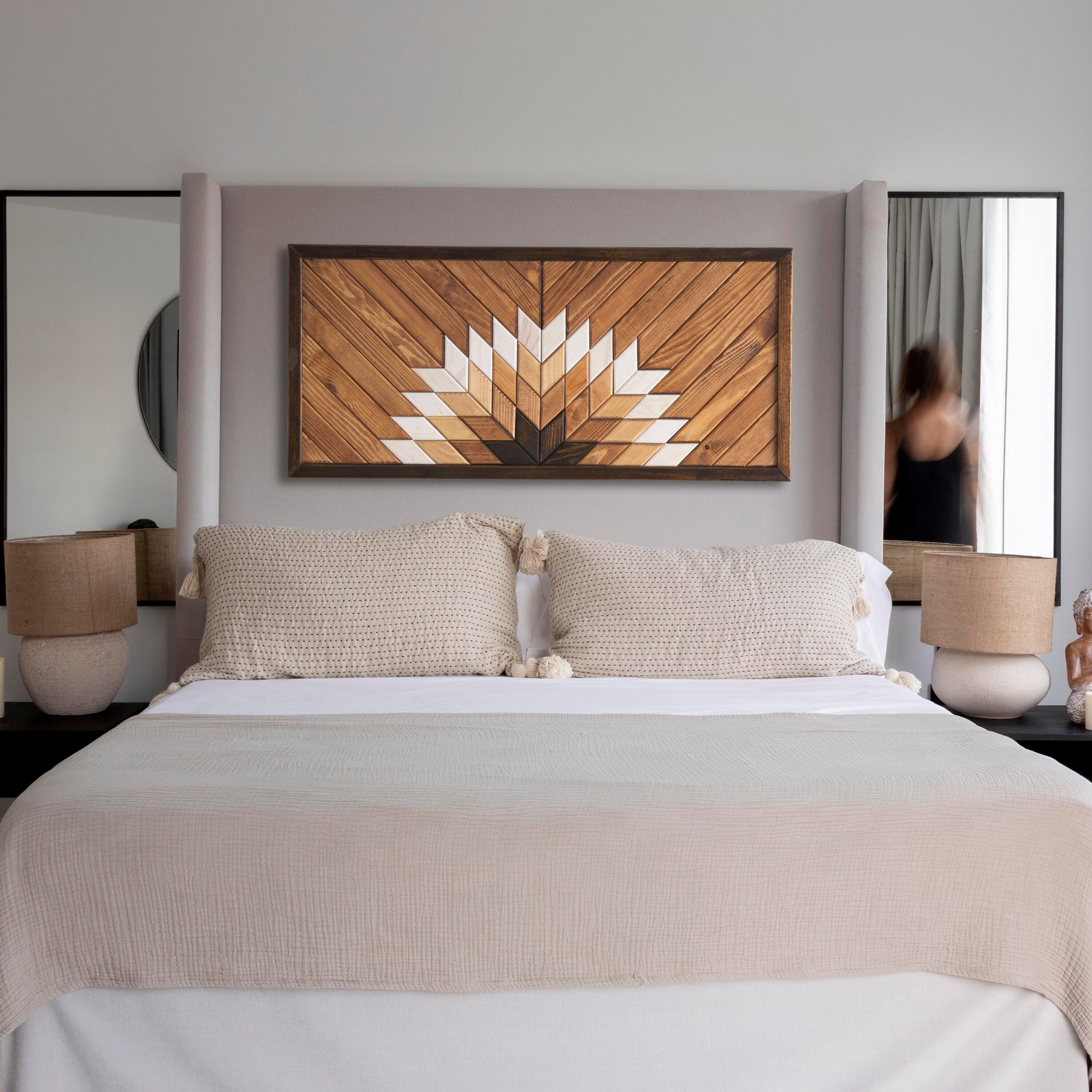 Sunshine Geometric Handmade Wood Wall Art, Aztec  Wood Wall Hanging, Rustic Wooden Wall Art for Bedroom, Modern Wall Art, Housewarming Gift