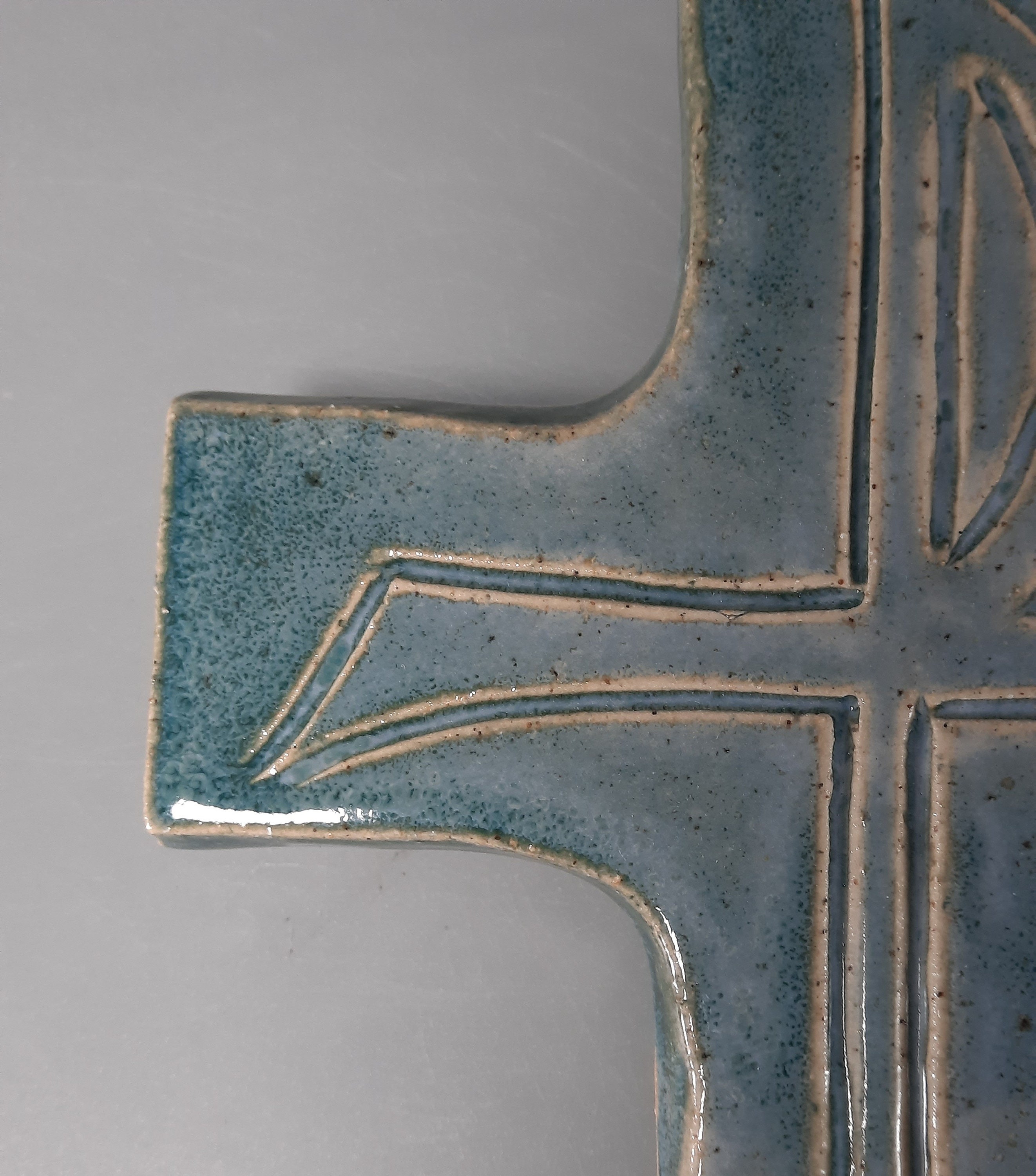Hand Carved Stoneware Cross: Aqua Green Chi Rho Symbol - Etsy