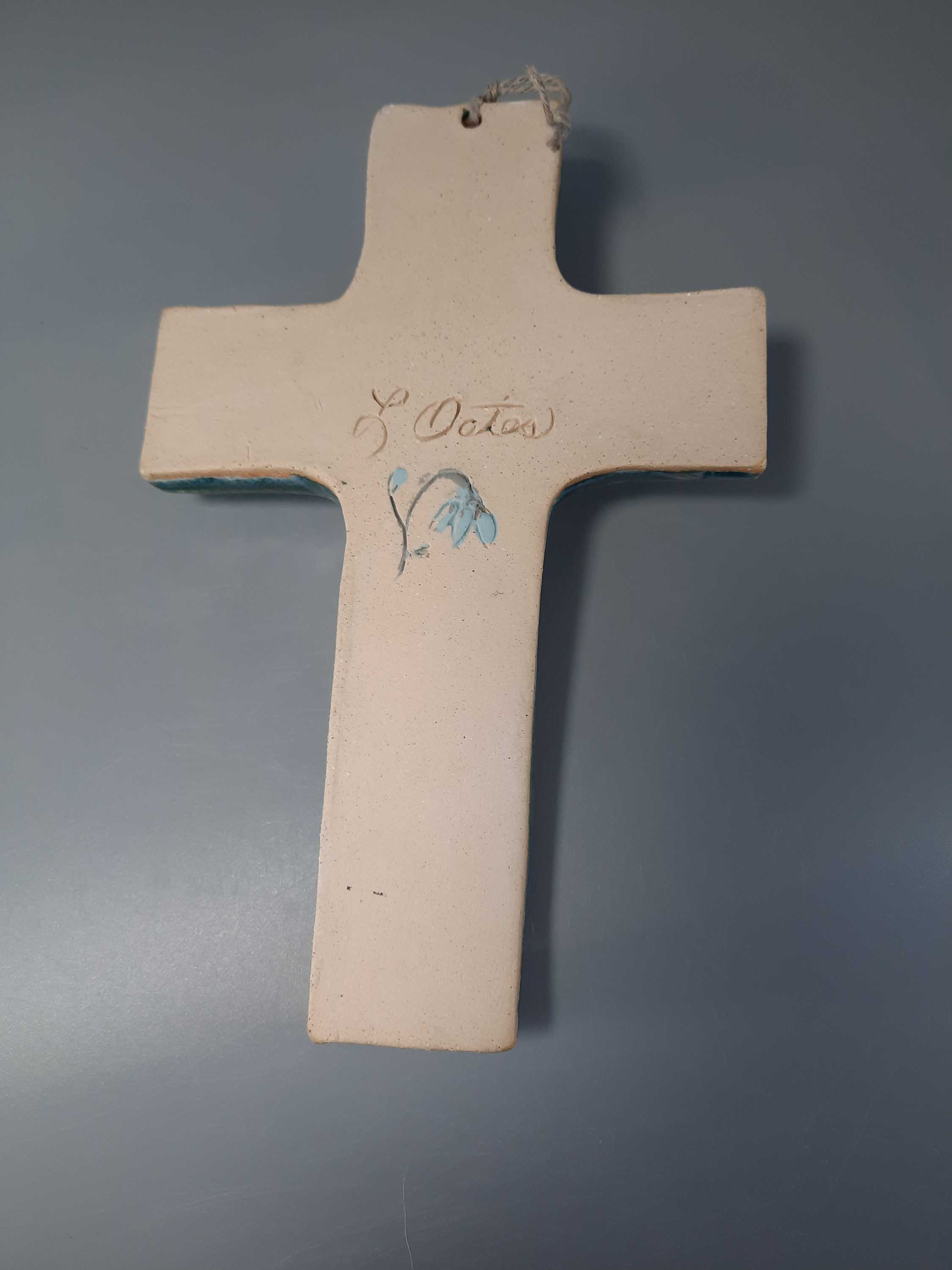 Hand Carved Stoneware Cross: Aqua Green Chi Rho Symbol - Etsy