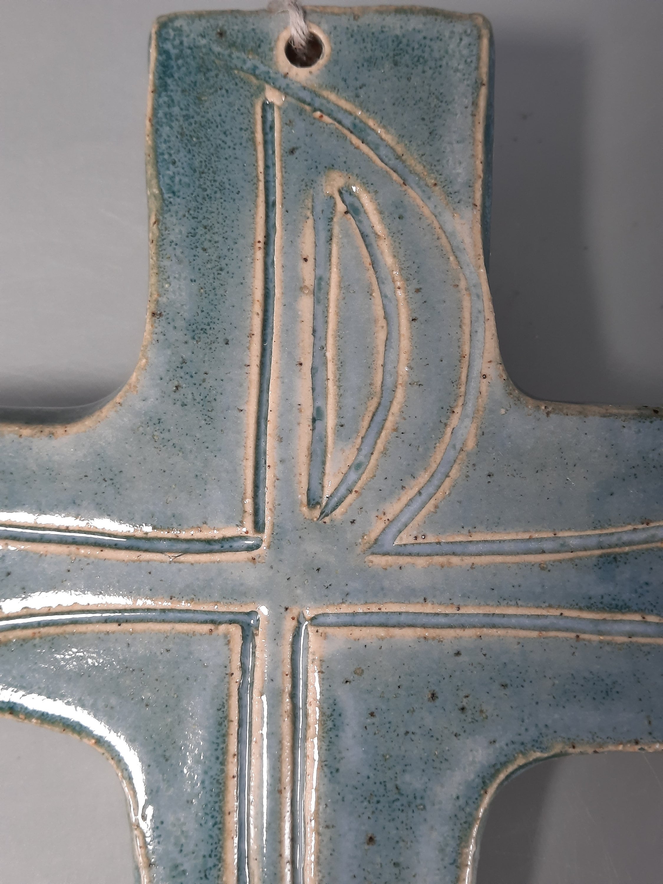 Hand Carved Stoneware Cross: Aqua Green Chi Rho Symbol - Etsy
