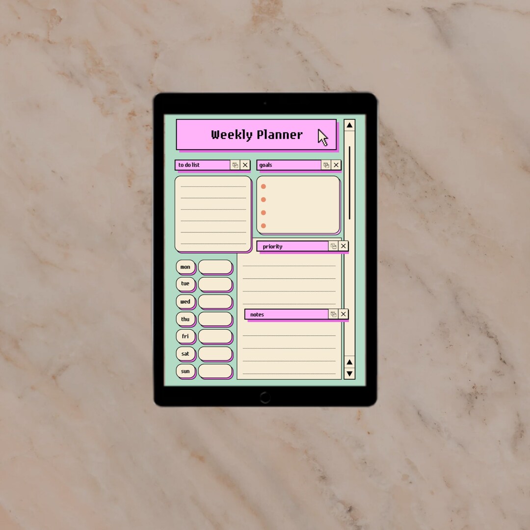 A4 colourful weekly planner personal digital printable daily etsy