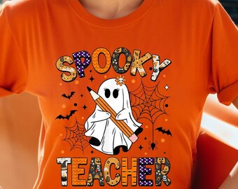 Teacher Halloween Shirt, Halloween Teacher Shirt, Trick or Teach Shirt, Spooky Teacher T-shirt, Retro Ghost Teacher Shirt,Fall Teacher Shirt