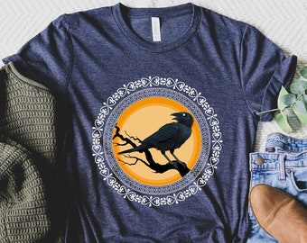 Raven Lover Shirt, Viking Scandinavian Tree Shirt, Viking Gift For Men,Raven Woman Shirt,Goth Raven Shirt, Bird Lover Shirt,Bird Crow Shirt