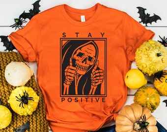 Camiseta de esqueleto con calavera, camiseta de esqueleto para Halloween, camiseta divertida de Halloween, camiseta motivacional.