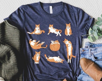 Cute Orange Cat Shirt, Orange Cat T-Shirt, Orange Cat Mom Sweatshirt, Orange Cat Owner Gift, Orange Tabby Cat Tee, Ginger Cat,Crazy Cat Lady