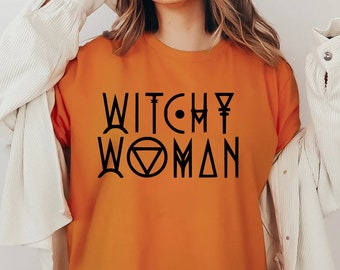 Witchy Woman Graphic Quote T-Shirt, Halloween Witchcraft Magic Tee , Wiccan Shirt, Feminist Witch Shirt, Womens Rights Halloween, Halloween