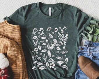 Botanical Shirt, Vintage T-shirt, Flower T-shirt, Vintage Botanical, Botanical Print, Vintage Flower Shirt, Graphic Tshirt, Wildflower Shirt