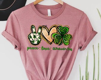 Peace Love Paddy's Day Shirt, St. Patrick's Day Shirt, Lucky T-shirt, Irish T Shirt, Shamrocks T-Shirt, St. Patrick's Day, St. Paddy's Day