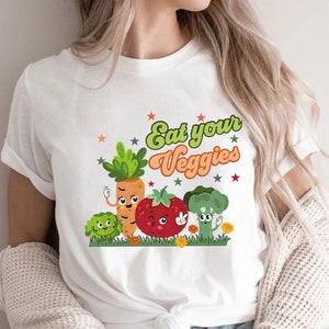 Eat Your Veggies Retro Graphic Shirt, Vegan Shirt, Farmers Market Vegetable Shirt, Retro Boho Cute Vintage Shirt,Cute Vegetarian Gift Shirt