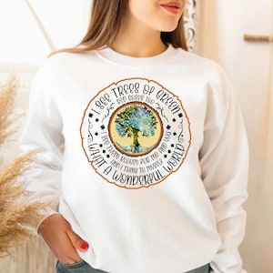 Veo árboles de rosas rojas y verdes también sudadera, camiseta mundo maravilloso camiseta árbol de la vida camiseta, qué mundo tan maravilloso camiseta, camiseta hippie mundo