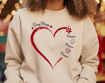 Custom Dog Mama Sweatshirt, Dog Lover Gift, Dog Sweatshirt, Custom Gift, Dog Mom Gift Tee, Personalized Gifts, Dog Mom Hoodie, Gift for Her