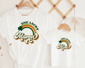 Retro One Lucky Mama And Mini Shirt, St. Patrick's Rainbow, Funny St Patrick's Day Shirt, Shamrock Shirt, St. Patrick's Day Mama Shirt, Mini