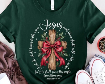 Jesus Christmas Shirt, O Come Let Us Adore Him Shirt, Nativity Scene Christian Christmas, Marian Cross Shirt, Catholic Shirt,Religious Shirt