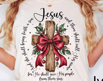 Comfort Colors® Jesus Christmas Shirt, O Come Let Us Adore Him Shirt, Nativity Scene Christian Christmas, Marian Cross Shirt, Catholic Shirt