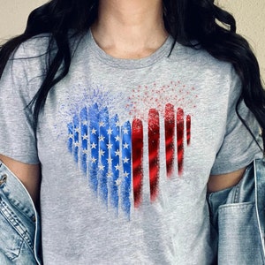 American Flag Heart T-Shirt, Fourth of July T-Shirt, USA Flag Shirt, Independence Day, American Flag Shirt, Patriotic Shirt, 4Th Of July Tee