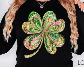 Retro Shamrock Sweatshirt, Womens Shenanigans Sweatshirt, Cute St Patricks Day Sweatshirt, Lucky Sweatshirt, Irish Shirt, Four Leaf Clover