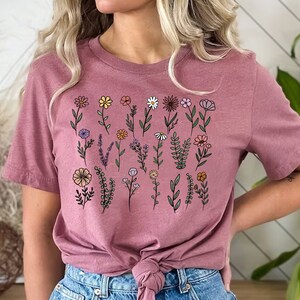 Wild Flowers T-Shirt, Vintage Botanical Tee, Pastel Floral Nature T-Shirt, Garden Lover Tee, Flower Lover Tee, Wildflowers Cottagecore Shirt
