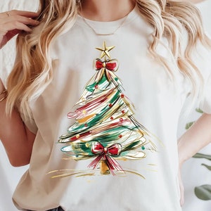 Merry and Bright Trees, Women&#39;s Christmas Shirt, Womans Holiday Shirt,Christmas Gift,Chic Winter Shirt,Cute Holiday Tee,Christmas Tree Shirt