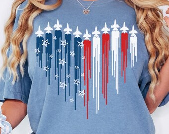 Comfort Colors® Red White Blue Air Force Flyover Men's T-shirt, Air Force Shirt, Airplane Show Shirt, Independence Day Shirt,4th Of July Tee