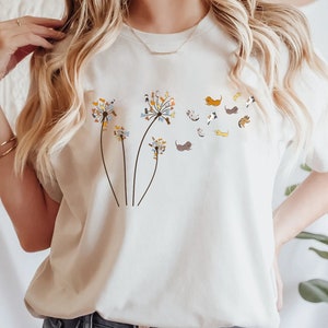 Cats Flower Fly Dandelion Shirt, Cute Cat Lover T-Shirt, Cat Lover Gift, Funny Cat Shirt, Summer Shirt, Cool Cat, Cat Shirt, Cat Lover Gift